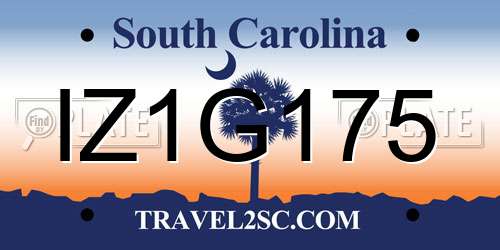 IZ1G175 South Carolina License Plate