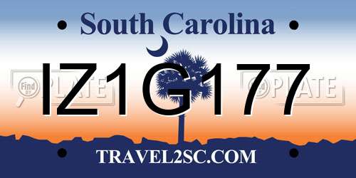 IZ1G177 South Carolina License Plate