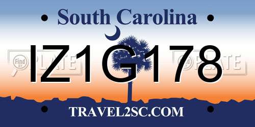IZ1G178 South Carolina License Plate