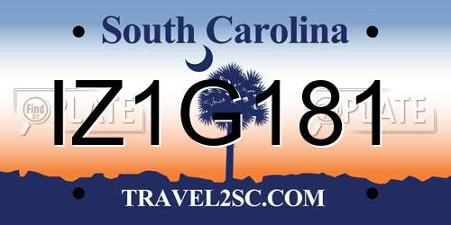 IZ1G181 South Carolina License Plate