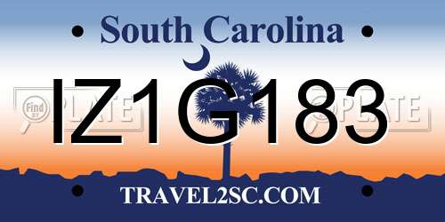 IZ1G183 South Carolina License Plate