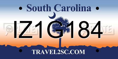 IZ1G184 South Carolina License Plate