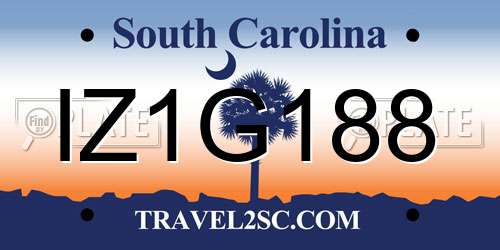 IZ1G188 South Carolina License Plate