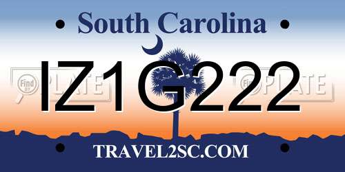 IZ1G222 South Carolina License Plate