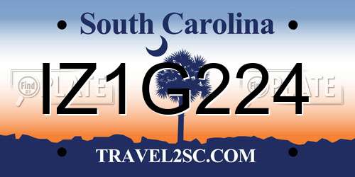 IZ1G224 South Carolina License Plate
