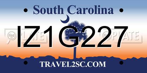 IZ1G227 South Carolina License Plate