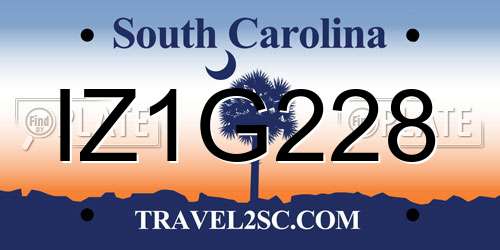 IZ1G228 South Carolina License Plate