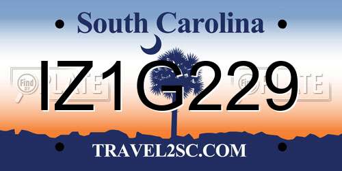 IZ1G229 South Carolina License Plate