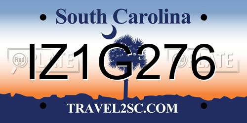 IZ1G276 South Carolina License Plate