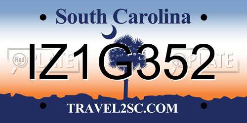 IZ1G352 South Carolina License Plate