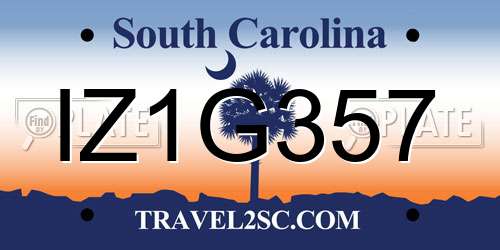 IZ1G357 South Carolina License Plate