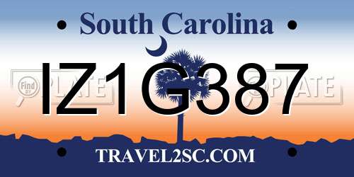 IZ1G387 South Carolina License Plate