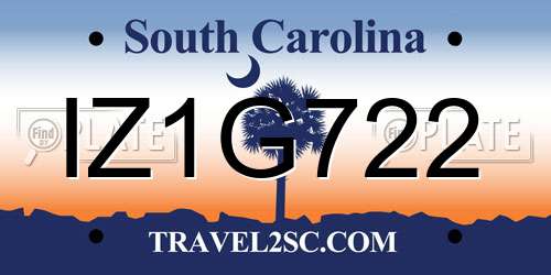 IZ1G722 South Carolina License Plate