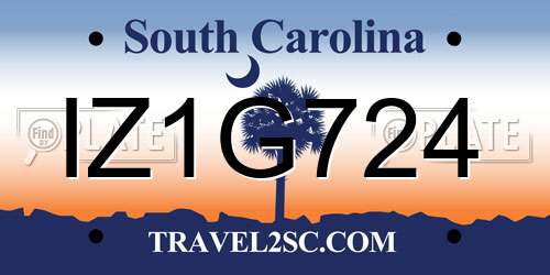 IZ1G724 South Carolina License Plate