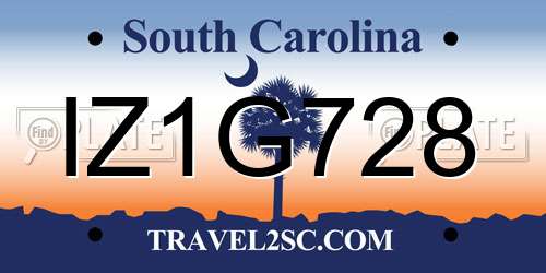 IZ1G728 South Carolina License Plate