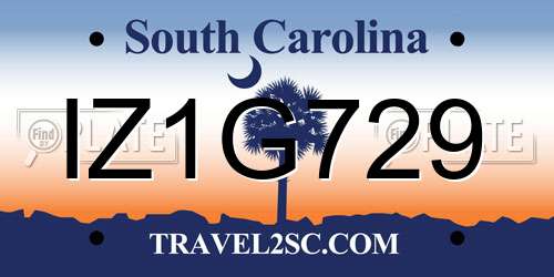 IZ1G729 South Carolina License Plate