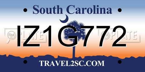IZ1G772 South Carolina License Plate