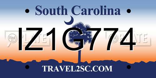 IZ1G774 South Carolina License Plate