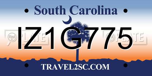 IZ1G775 South Carolina License Plate