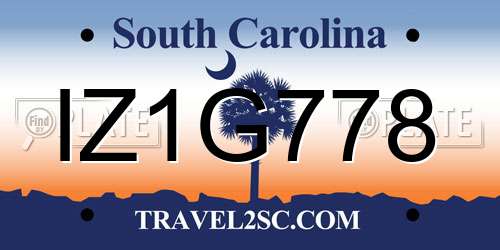 IZ1G778 South Carolina License Plate