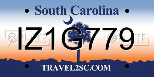 IZ1G779 South Carolina License Plate
