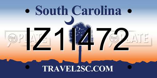 IZ1I472 South Carolina License Plate