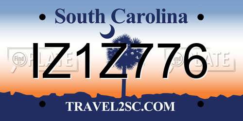 IZ1Z776 South Carolina License Plate