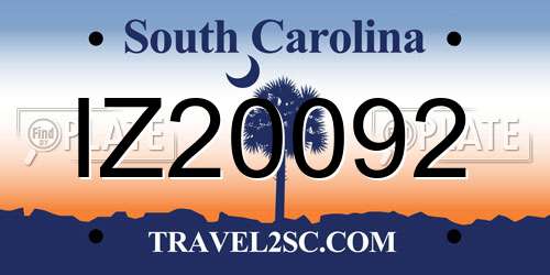IZ20092 South Carolina License Plate