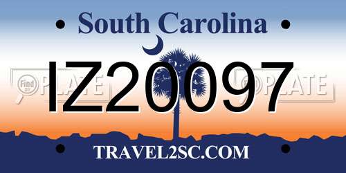 IZ20097 South Carolina License Plate