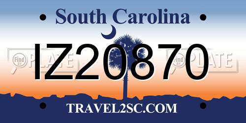 IZ20870 South Carolina License Plate