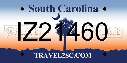 IZ21460 South Carolina License Plate
