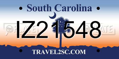 IZ21548 South Carolina License Plate