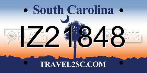 IZ21848 South Carolina License Plate