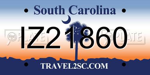 IZ21860 South Carolina License Plate