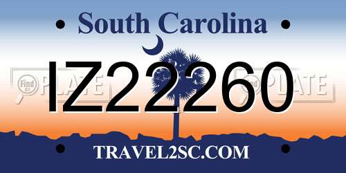 IZ22260 South Carolina License Plate