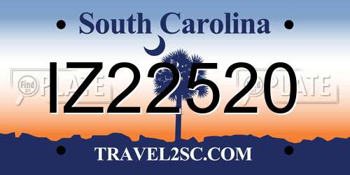 IZ22520 South Carolina License Plate