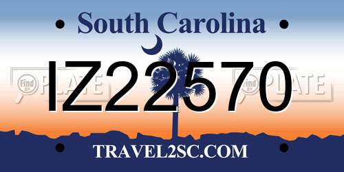 IZ22570 South Carolina License Plate
