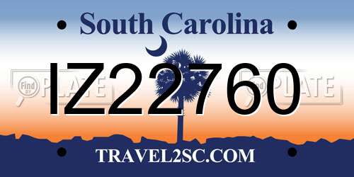 IZ22760 South Carolina License Plate