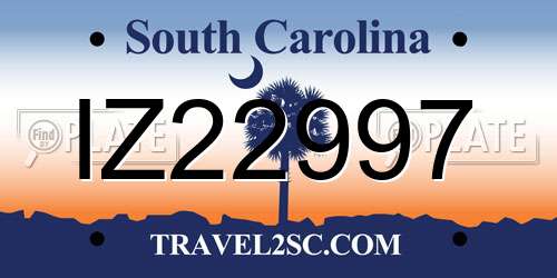 IZ22997 South Carolina License Plate