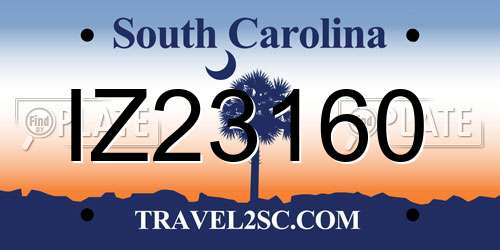 IZ23160 South Carolina License Plate