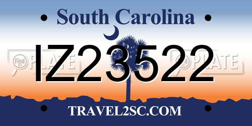 IZ23522 South Carolina License Plate