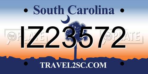 IZ23572 South Carolina License Plate