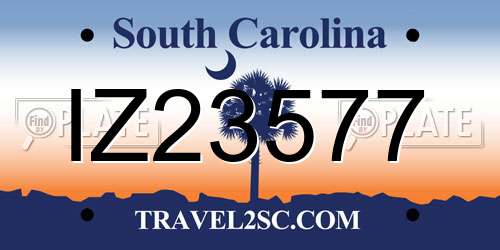 IZ23577 South Carolina License Plate