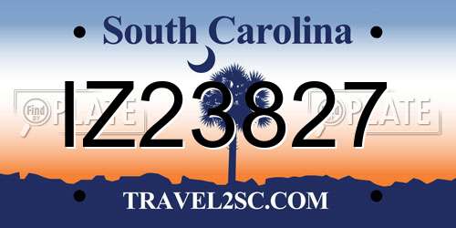 IZ23827 South Carolina License Plate