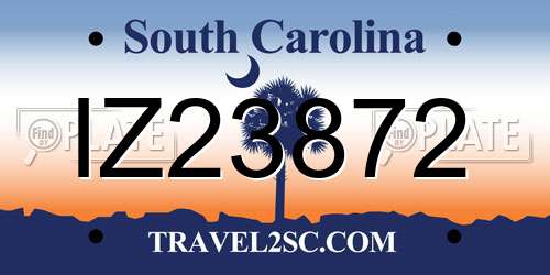 IZ23872 South Carolina License Plate