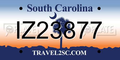 IZ23877 South Carolina License Plate