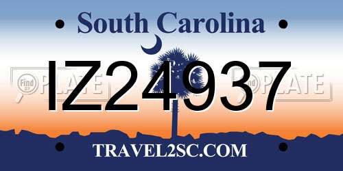 IZ24937 South Carolina License Plate