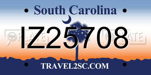 IZ25708 South Carolina License Plate