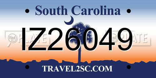 IZ26049 South Carolina License Plate