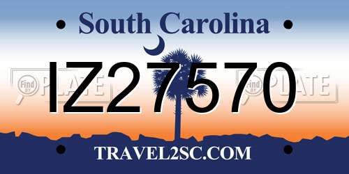 IZ27570 South Carolina License Plate